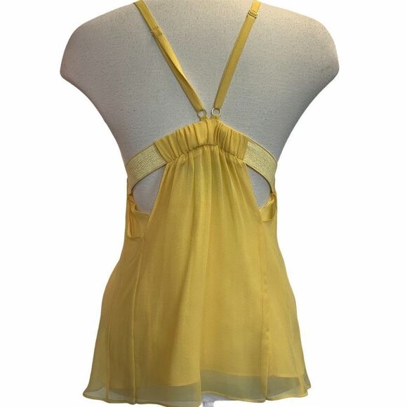 ALICE + Olivia yellow silk SL top Sz L - Picture 3 of 8